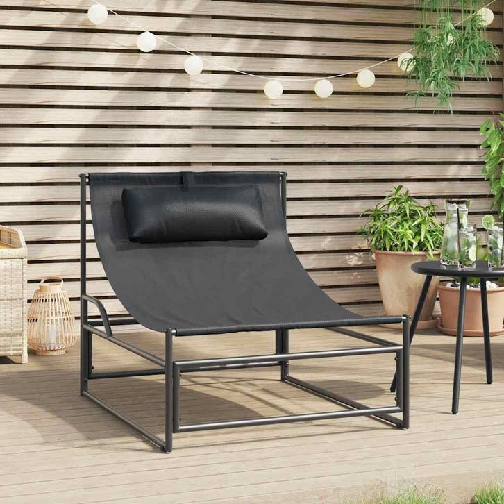 vidaXL Tuinligstoel Antraciet 87x74x73 cm Staal en Textileen, Tuin en Terras, Tuinstoelen, Nieuw, Verzenden