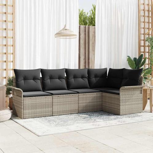 vidaXL Tuinbank Set met kussen met opslag 5 pcs Lichtgrijs, Tuin en Terras, Tuinsets en Loungesets, Nieuw, Verzenden