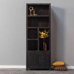 Wandkast Mangohout Evan 80 (5 Open Vakken, 2 Deuren), Huis en Inrichting, Verzenden, Nieuw