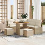 vidaXL Tuinbank Set met kussen 8 pcs Beige Poly rattan, Verzenden, Nieuw
