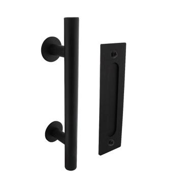 Set deurgreep T-model 180mm met schuifdeurkom mat zwart beschikbaar voor biedingen