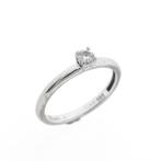 Witgouden solitair ring met zirconia | Blush, Gebruikt, Overige kleuren, Ophalen of Verzenden, 17 tot 18