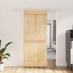vidaXL Schuifdeur met beslag 85x210 cm massief grenenhout, Doe-het-zelf en Bouw, Deuren en Vliegenramen, Verzenden, Nieuw