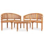 vidaXL 3-delige Loungeset banaanvormig massief teakhout, Tuin en Terras, Verzenden, Nieuw, Loungeset