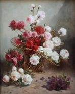 Henry Schouten (Belgian 1864 - 1927) - Roses in a basket, Antiek en Kunst