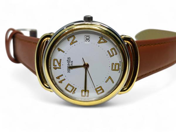 Veiling - Vintage Hermès Arceau | Tweekleurig Quartz Horlog, Handtassen en Accessoires, Horloges | Antiek