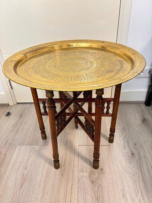 Bijzettafel - Oosterse Egypte koffietafel - Brons, Hout,, Antiek en Kunst, Curiosa en Brocante