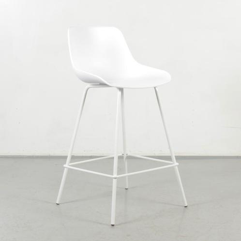 Barkruk Lund, wit, 4-poot onderstel, Huis en Inrichting, Stoelen, Gebruikt, Ophalen of Verzenden