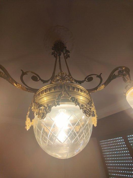 Plafondlamp - Messing, Kristal, Antiek en Kunst, Kunst | Designobjecten