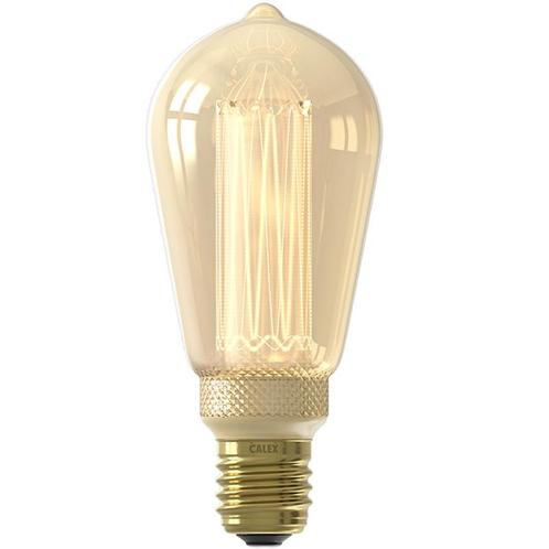 Calex Glasfiber LED Edison Gold Ø64 E27 3.5W, Huis en Inrichting, Lampen | Losse lampen, Verzenden