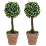 vidaXL Kunstplanten met pot 2 st buxus bolvorming 33 cm, Verzenden, Nieuw