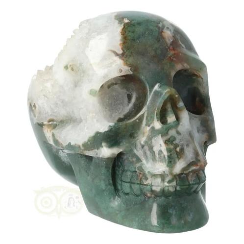 Mosagaat - Bergkristal geode schedel Nr 271 - 1134 gram, Handtassen en Accessoires, Edelstenen, Nieuw, Verzenden