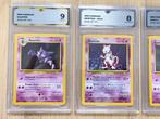Pokémon - 3 Graded card - Gastly, Haunter, Mewtwo 10 / 102 +, Nieuw