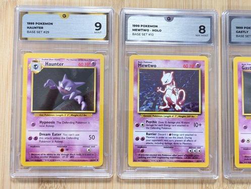 Pokémon - 3 Graded card - Gastly, Haunter, Mewtwo 10 / 102 +, Hobby en Vrije tijd, Verzamelkaartspellen | Pokémon