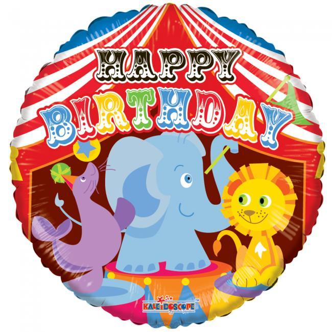 Helium Ballon Happy Birthday Circus 45cm leeg, Hobby en Vrije tijd, Feestartikelen, Nieuw, Verzenden