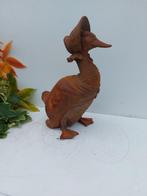 Statue, zwaar tuinbeeld eend roestig patine - 35 cm - Fonte, Antiek en Kunst, Curiosa en Brocante