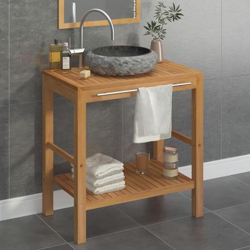 vidaXL Armoire de toilette en teck solide avec lavabo en, Maison & Meubles, Tables | Coiffeuses, Neuf, Envoi