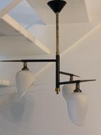 Plafondlamp - Arlus Lunel stijl 3-armige hanglamp - Glas,, Antiek en Kunst
