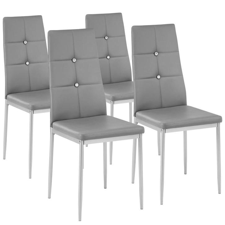 tectake Eetkamerstoelen, kunstleer met strass steentjes - gr, Maison & Meubles, Chaises, Envoi