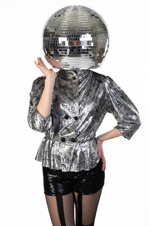 Discobal Hoofd 40 cm Disco Head Spiegeltjes Zilver Spiegelbo, Hobby en Vrije tijd, Feestartikelen, Nieuw, Ophalen of Verzenden