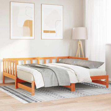 vidaXL Uittrekbare Dagbed zonder Matras Wax Bruin 2x(80x200), Verzenden
