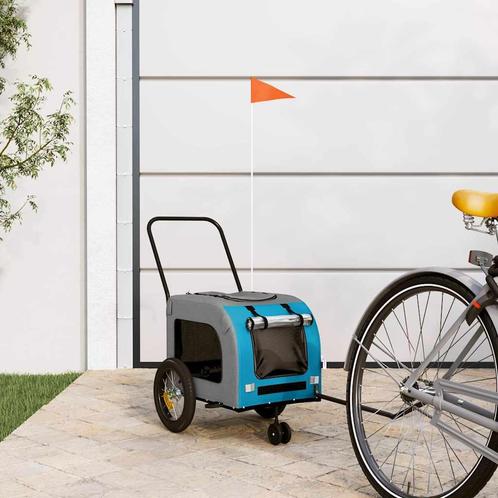 vidaXL Fietskar voor huisdieren Blauw en grijs 124.5 x 63.5, Dieren en Toebehoren, Overige Dieren-accessoires, Nieuw, Verzenden