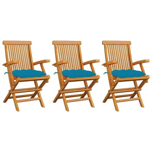 vidaXL Chaises de jardin avec coussins bleu clair 3 pcs, Jardin & Terrasse, Ensembles de jardin, Neuf, Envoi
