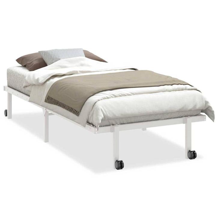 Robuust Bedframe Wit 90x200 | Met Wielen | Retour Deal, Huis en Inrichting, Slaapkamer | Bedden, 90 cm, 200 cm, Wit, Nieuw, Metaal