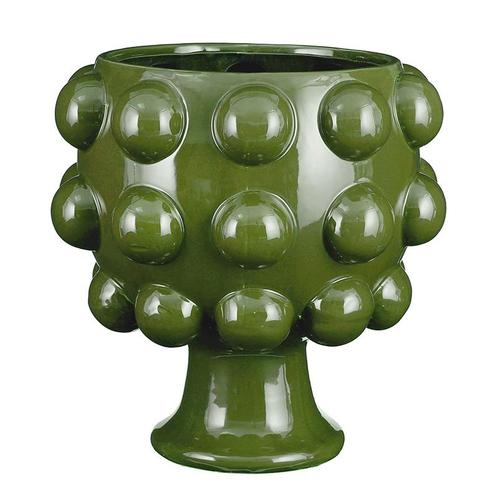 Keramiek vaas - rond - groen - diameter 28 cm, Maison & Meubles, Accessoires pour la Maison | Vases, Envoi