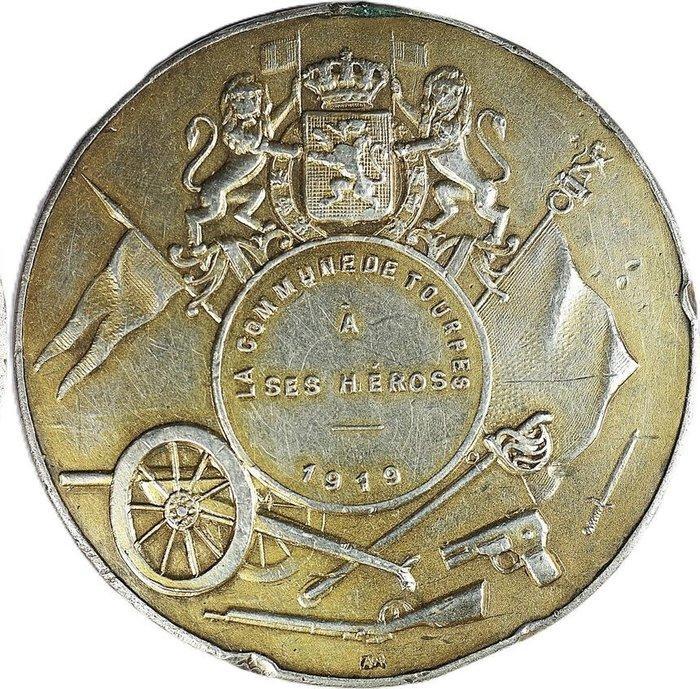 België. Albert I. Historical silver medal 1919 / Tribute to, Postzegels en Munten, Munten en Bankbiljetten | Toebehoren