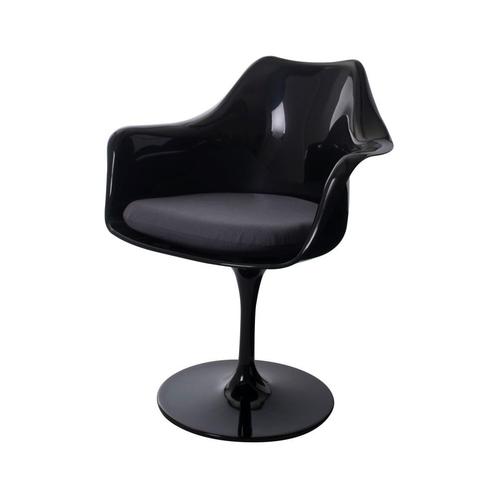 Eetkamerstoel Tulip stoel met armleuning zwart, Huis en Inrichting, Stoelen, Nieuw, Verzenden
