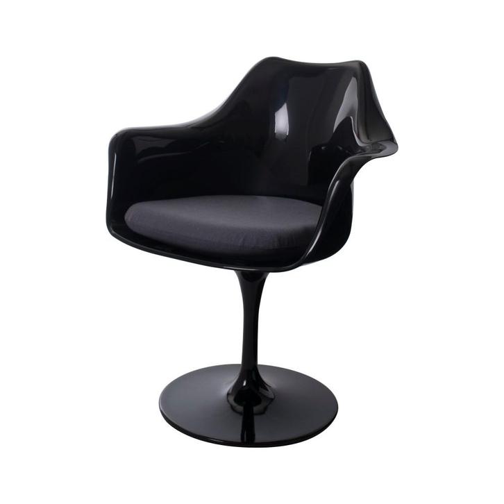 Eetkamerstoel Tulip stoel met armleuning zwart, Huis en Inrichting, Stoelen, Nieuw, Verzenden