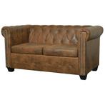 vidaXL Tweezitsbank Chesterfield-stijl kunstleer bruin