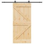 vidaXL Schuifdeur met beslag 100x210 cm massief grenenhout, Doe-het-zelf en Bouw, Verzenden, Nieuw