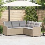 vidaXL Loungebank met kussens L-vormig poly rattan beige, Verzenden, Nieuw