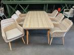 Tuinset met 6 stoelen Riet en glas NIEUW, Jardin & Terrasse, Tuinset, Ophalen