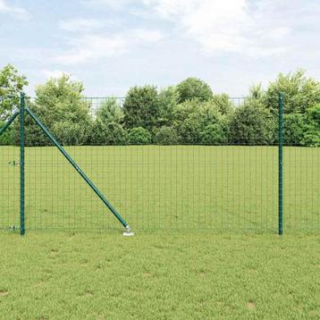 vidaXL Fence Posts 7 pcs Groen Ø32mm 160 cm Gegalvaniseerd, Verzenden