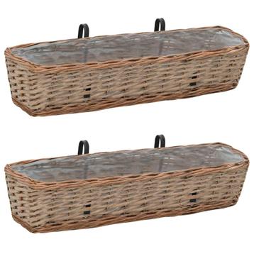 vidaXL Balkonbakken 2 st 80 cm wicker met PE-voering, Tuin en Terras, Verzenden, Nieuw