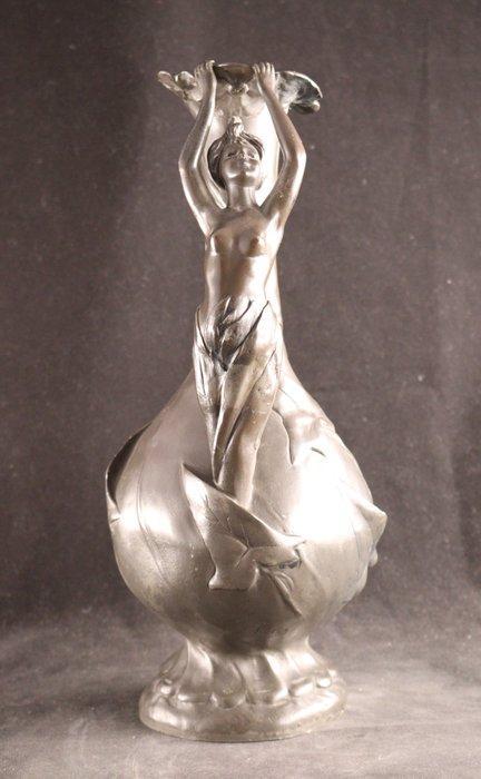 Art Nouveau met naakt - Feliz (French) - Kan - Tin, Antiek en Kunst, Kunst | Designobjecten