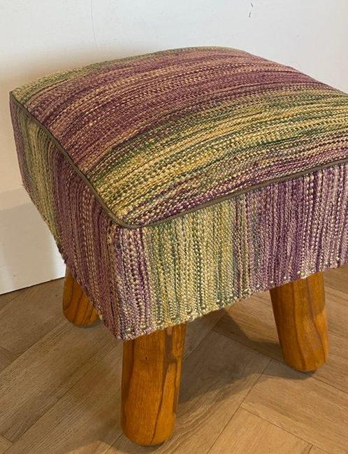 Pouf - Bois, Laine, Antiek en Kunst, Curiosa en Brocante