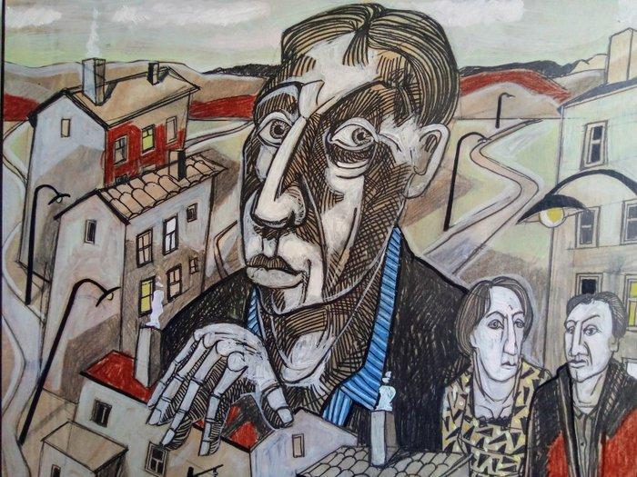 Peter Krusche - Mein Haus, Antiquités & Art, Art | Peinture | Moderne