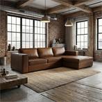 Leren hoekbank Fine - 2 zits arm links + longchair rechts -, Antiek en Kunst, Ophalen of Verzenden