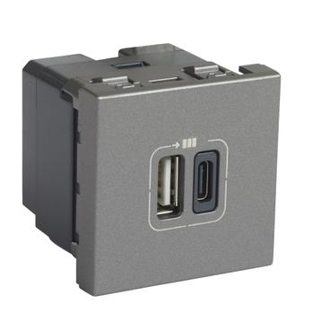 Legrand Mosaic Chargeur USB Type A+C 2 Modules Aluminium -, Verzenden