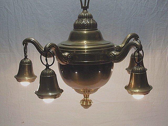 Art Deco - Kroonluchter - met oude patina - vijfarmig,, Antiek en Kunst, Kunst | Designobjecten