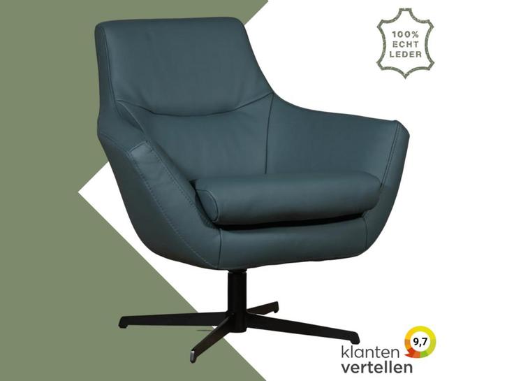 Leren draaifauteuil Wing, Huis en Inrichting, Fauteuils, 75 tot 100 cm, 75 tot 100 cm, Nieuw, Leer, Ophalen of Verzenden