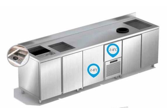 Bar-/Cocktailstation | RVS  | 2 Gekoelde + 4 Neutrale, Zakelijke goederen, Horeca | Keukenapparatuur, Nieuw in verpakking, Verzenden