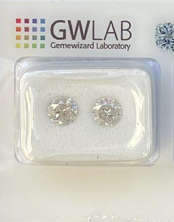 Zonder Minimumprijs - 2 pcs Diamant  (Natuurlijk)  - 1.28 ct beschikbaar voor biedingen