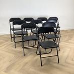 complete set van 10 klapstoelen / kantinestoelen, zwart, Gebruikt, Zwart