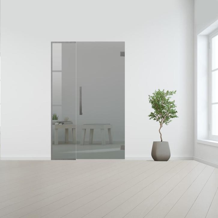 Glazen binnendeur met zijlicht zonder kozijn RVS beslag-Grij, Doe-het-zelf en Bouw, Glas en Ramen, Nieuw, Verzenden