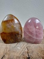 Rozenkwarts & Golden Healer edelsteen sculpturen - Hoogte:
